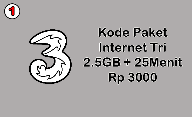 Kode Paket Internet Tri 2.5GB Full 24 Jam 25 Menit Rp 3000 terbaru 2019