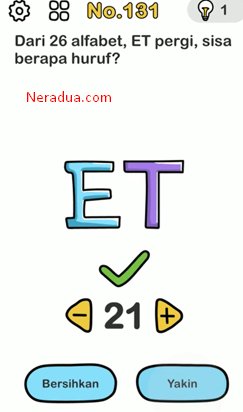 Dari 26 alfabet ET pergi sisa beapa huruf?