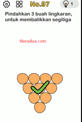 Pindahkan 3 buah lingkaran,untuk membalikan segitiga