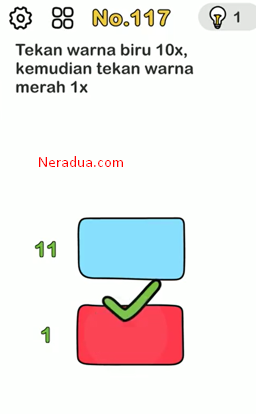 Tekan warna biru 10x kemudian tekan warna merah 1x