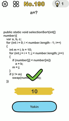 a=? publick static void selectionSort(int[]