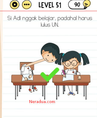 Si Adi Nggak Belajar Padahal Harus Lulus UN Brain Test Level 51