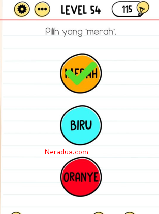 Pilih Warna Merah Brain Test Level 54