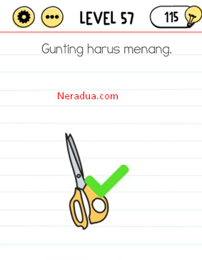 Gunting Harus Menang Brain Test Level 57