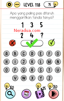 Apa Yang Paling Pas Ditaruh Menggantikan Tanda Tanya? Brain Test Level 118