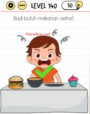 Budi Butuh Makanan Sehat Brain Test Level 140